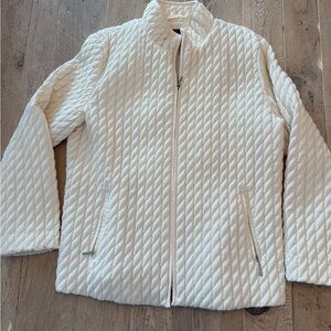 Gallery Women's Ivory Quilted Puffer Jacket EUC L